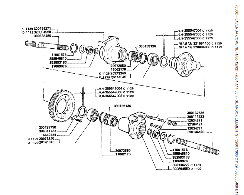 16. ELEMENTOS DA CAIXA DE VELOCIDADES - 320817000 C1129 - 320855400 D1129
