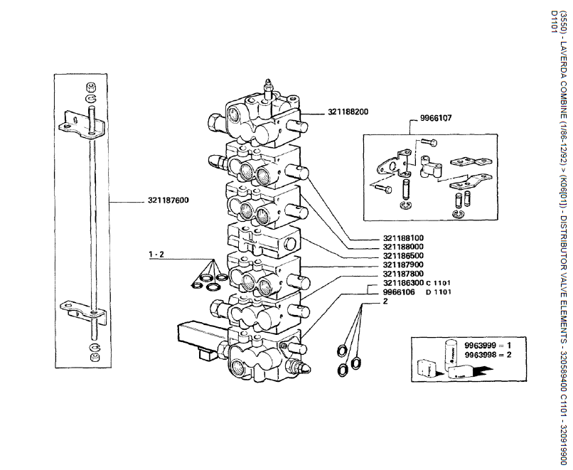 18.  ELEMENTOS DA VÁLVULA DISTRIBUIDORA - 320589400 C1101 - 320919900 D1101
