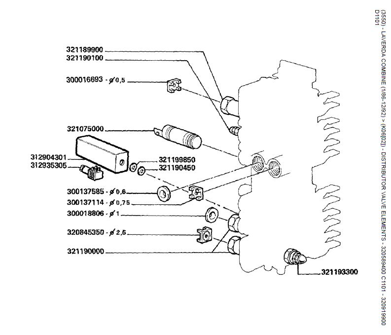 19.  ELEMENTOS DA VÁLVULA DISTRIBUIDORA - 320589400 C1101 - 320919900 D1101