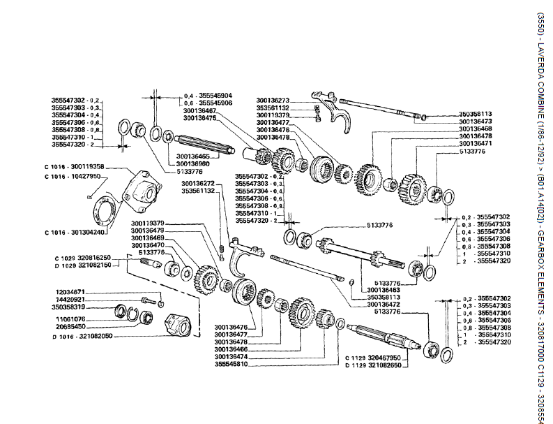 34.  ELEMENTOS DA CAIXA DE VELOCIDADES - 320817000 C1129 - 320855400 D1129