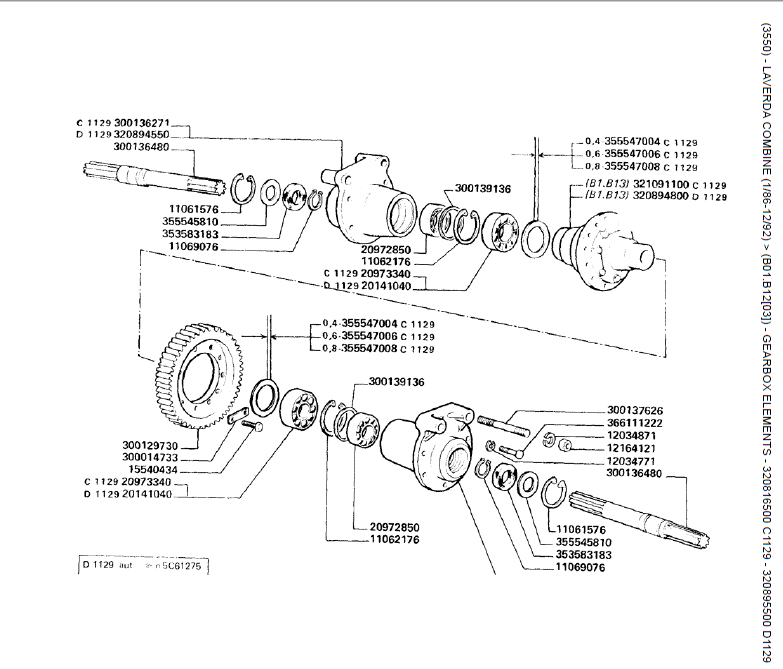 36.   ELEMENTOS DA CAIXA DE VELOCIDADES - 320816500 C1129 - 320895500 D1129