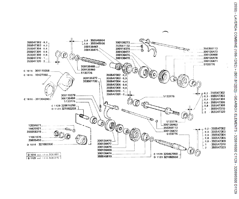 37.   ELEMENTOS DA CAIXA DE VELOCIDADES - 320816500 C1129 - 320895500 D1129