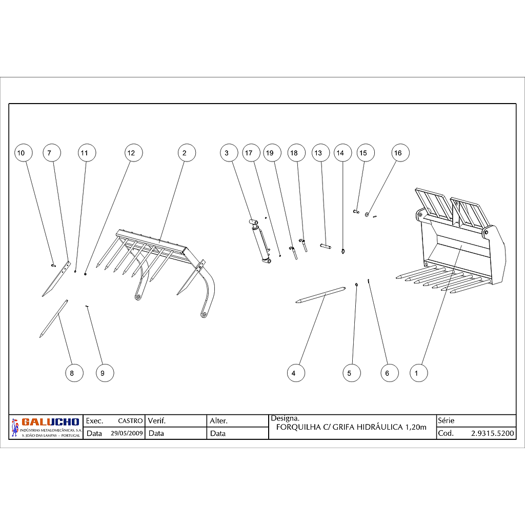 01. FORQUILHA C/ GRIFA HIDRÁULICA 1,20M