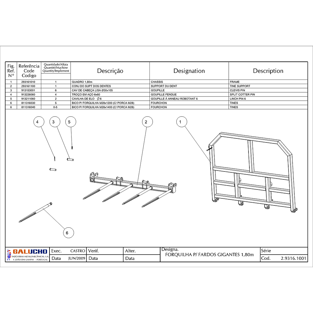 01. FORQUILHA P/FARDOS GIGANTES 1,80M