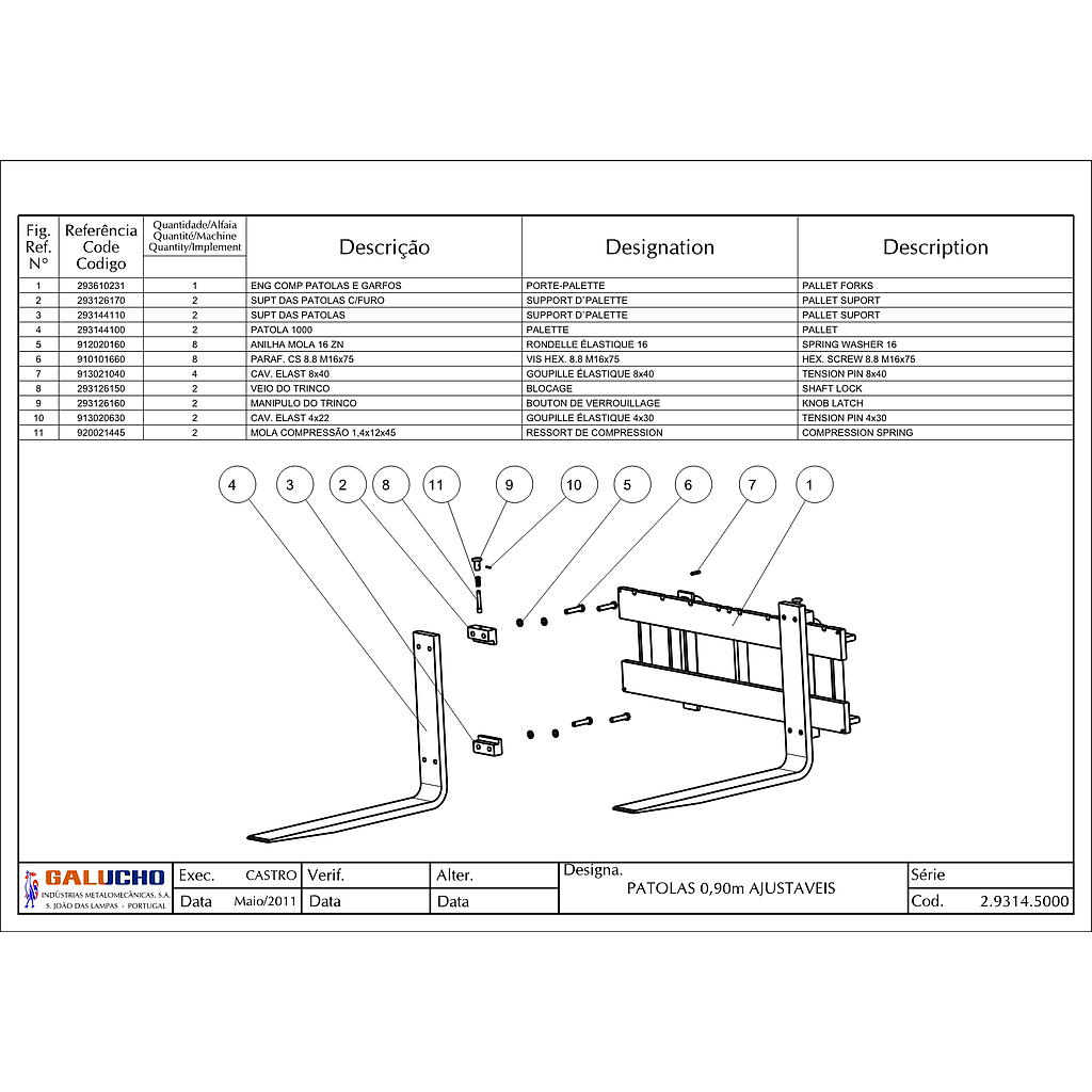 01. PATOLAS 0,90M AJUSTÁVEIS
