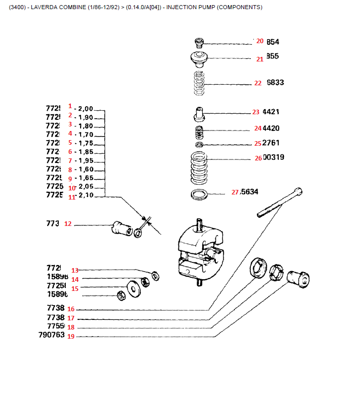 23.  TUBOS DE INJECÇÃO - COMPONENTES