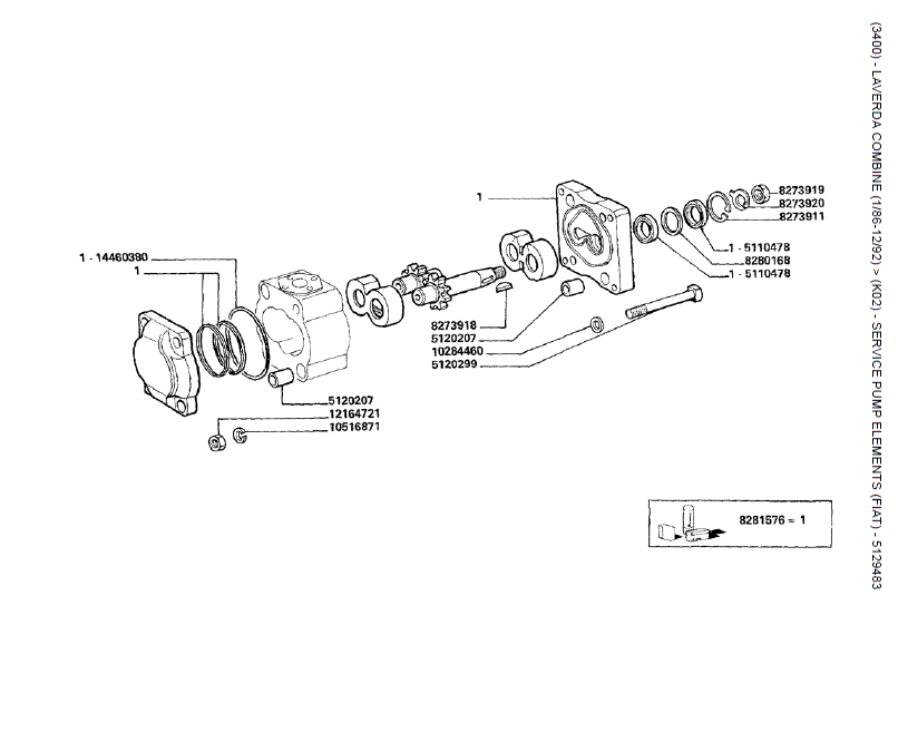 15. ELEMENTOS DA BOMBA DE SERVIÇO (FIAT) - 5129483