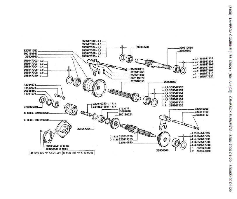 16. ELEMENTOS DA CAIXA DE VELOCIDADES  - 320817000 C1129 - 320855400 D1129