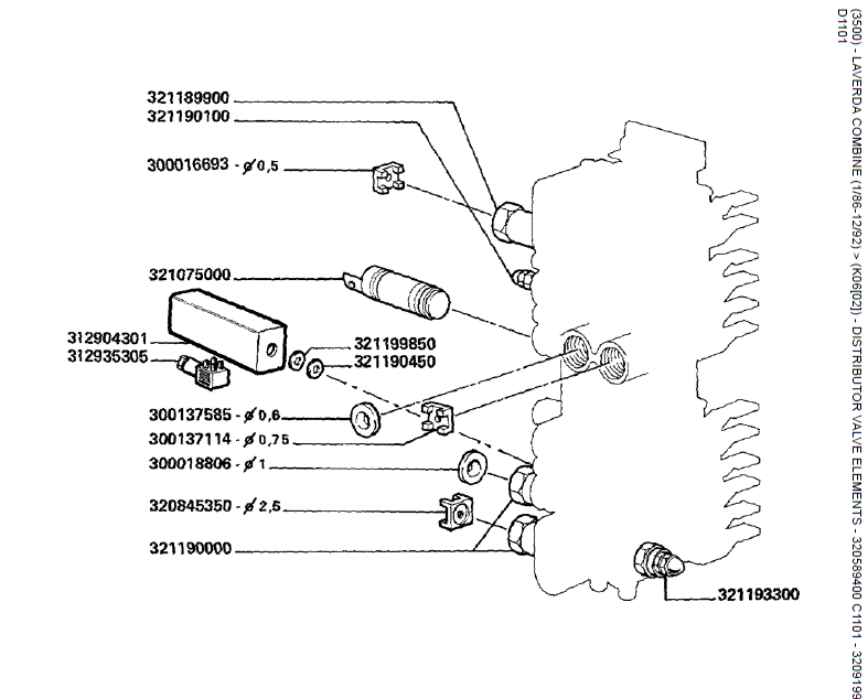 02.  ELEMENTOS DA VÁLVULA DISTRIBUIDORA - 320589400 C1101 - 320919900 D1101