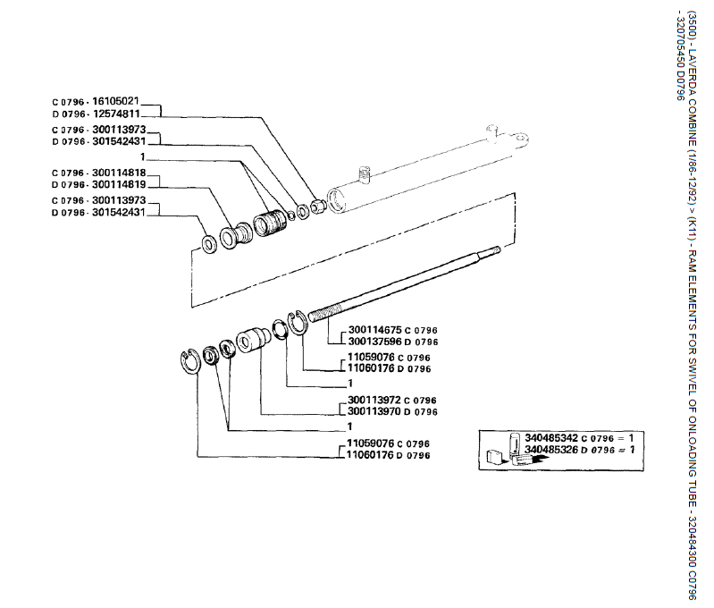 17.ELEMENTOS RAM PARA GIRO DO TUBO DE CARGA- 320484300 C0796 - 320705450 D0796